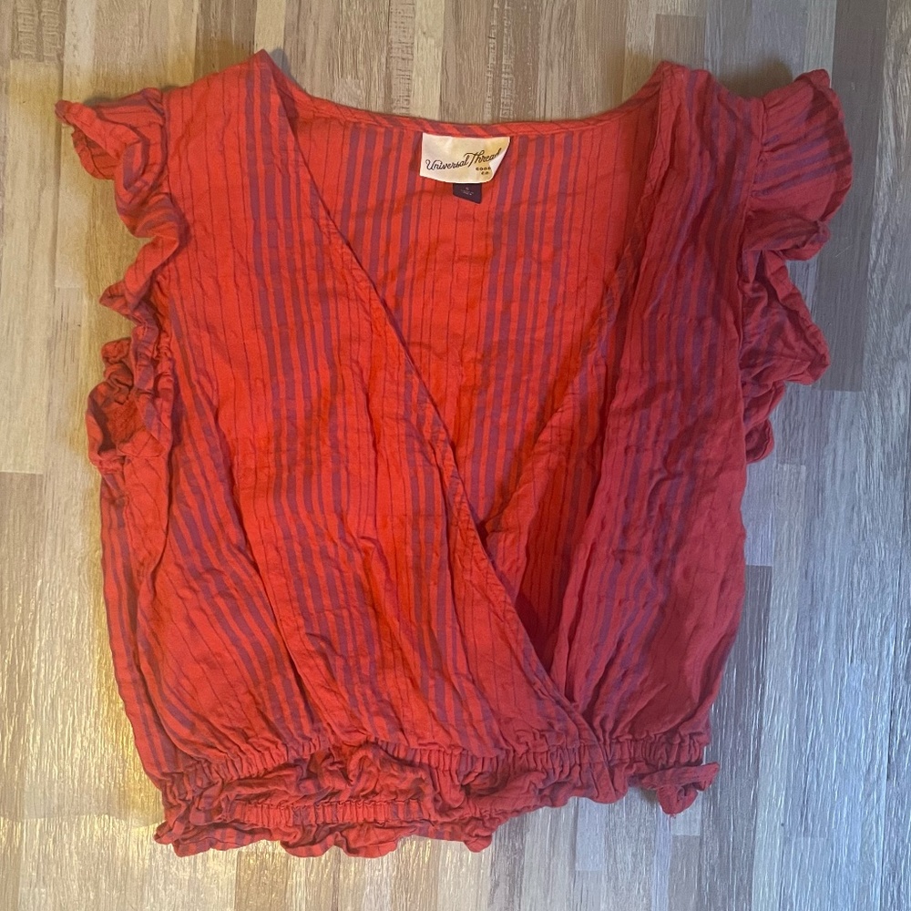 Universal Thread Red & Purple Striped Cropped Top - Picture 2 of 4